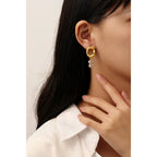 Artisan Irregular Texture Baroque Pearl Asymmetrical Earrings | Plated Gold/Silver Metal