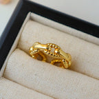 Vintage Gold Twisted Chain Link Ring | Adjustable