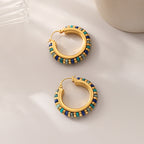 "Santorini" Beaded Gold Hoop Earrings
