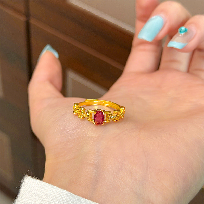 Bague vintage en rubis | Or ajustable