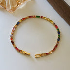 Bracelet de tennis baguette en cristal arc-en-ciel | Doré 