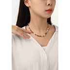 Collier de perles et pierres naturelles colorées 