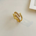 Bague ongle en cristal doré | Bijou tendance ajustable