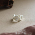 Ensemble bracelet manchette et bague ajustable à disque sculptural 