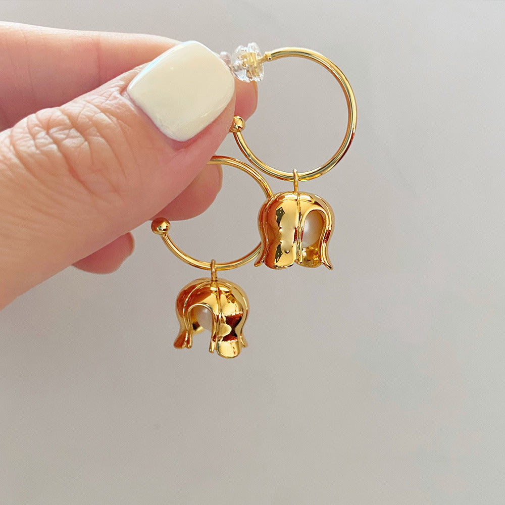 Boucles d'oreilles créoles en perles de muguet | Or et argent