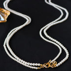 Collier de perles à double rang avec fermoir à bascule en forme de cœur 