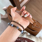 Ensemble de bracelets empilables en perles de pierre naturelle et de bois 