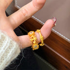 Vintage Baroque Filigree & Bamboo Gold Ring Set