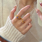 Ensemble de bagues empilables en cristal céleste | Bagues étoiles et pierres précieuses