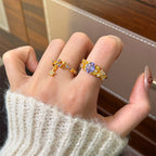 Ensemble de bagues empilables en cristal céleste | Bagues étoiles et pierres précieuses