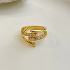 Bague ongle en cristal doré | Bijou tendance ajustable