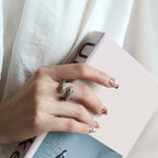 Bague serpent à double tête en argent | Bijou serpent en cristal