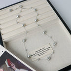 Collier sautoir en argent sterling avec perle flottante | Ajustable 