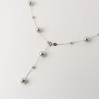 Collier sautoir en argent sterling avec perle flottante | Ajustable 