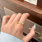 Bague à maillons torsadés et lisses bicolores | Ajustable