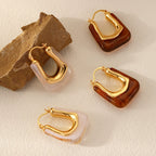 Boucles d'oreilles créoles géométriques en résine en forme de U | Doré 