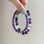 Ensemble de bracelets empilables en cristal d'améthyste | Bracelets extensibles 