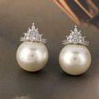 Parure de bijoux Couronne Royale en perles et cristaux | Collier et boucles d'oreilles 