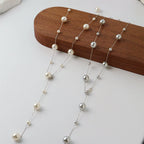 Collier sautoir en argent sterling avec perle flottante | Ajustable 