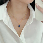 Ensemble de bijoux en lapis-lazuli brut | Collier et boucles d'oreilles créoles géométriques 