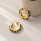 "Santorini" Beaded Gold Hoop Earrings