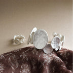 Ensemble bracelet manchette et bague ajustable à disque sculptural 