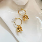 Boucles d'oreilles créoles en perles de muguet | Or et argent