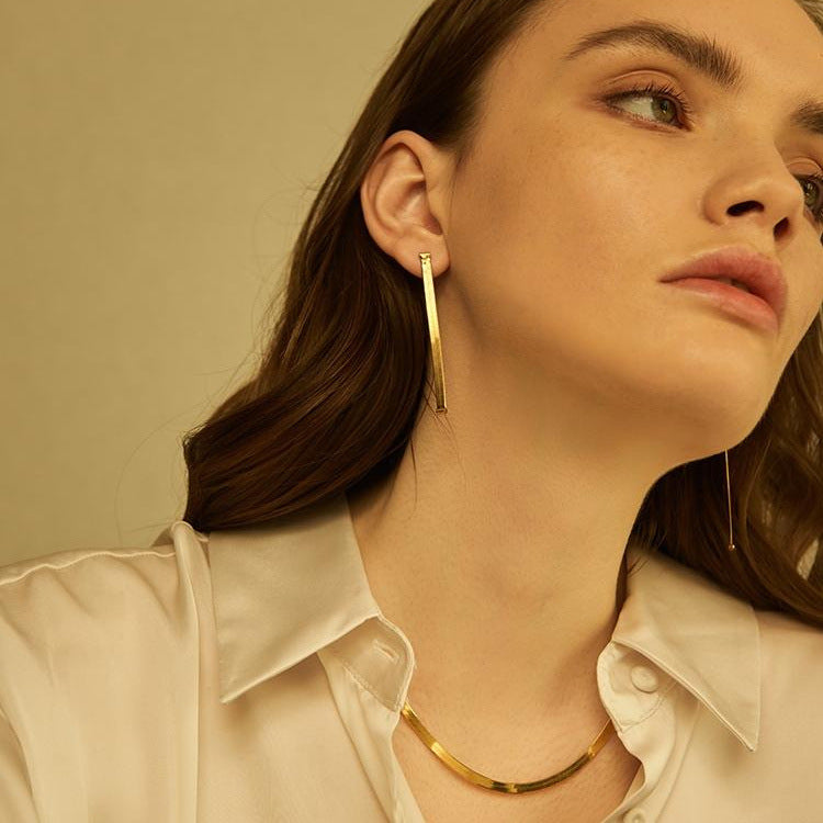 Collier classique à chevrons en maille serpent | Acier titane étanche 