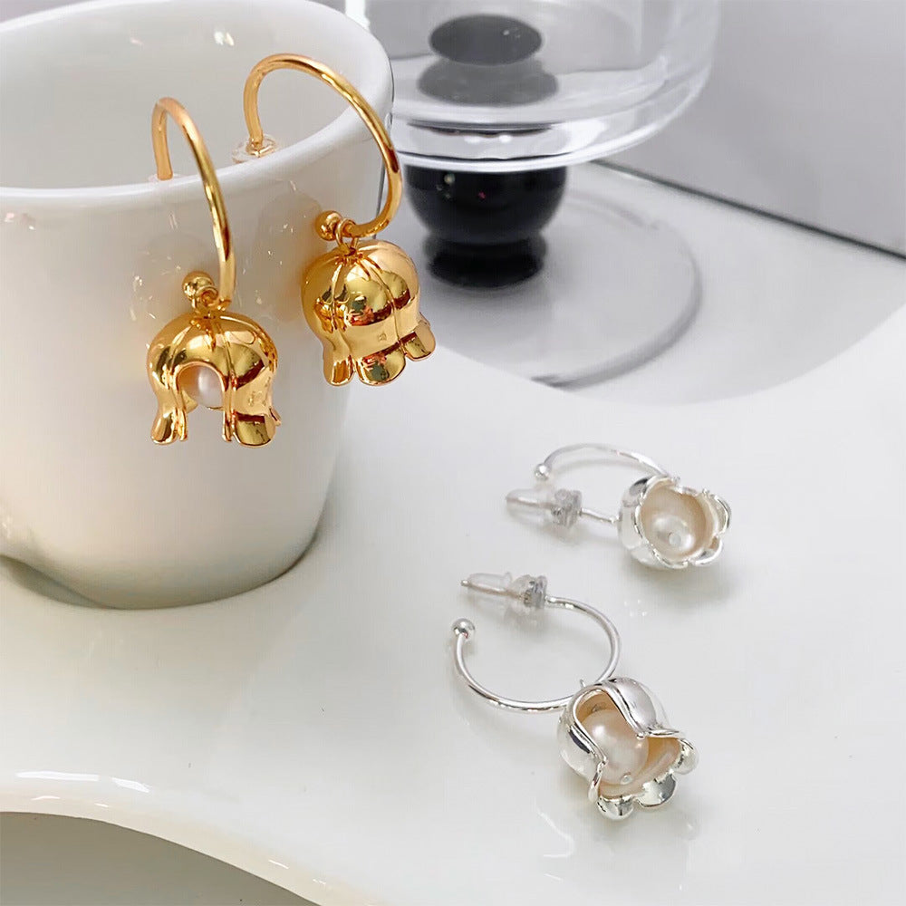 Boucles d'oreilles créoles en perles de muguet | Or et argent