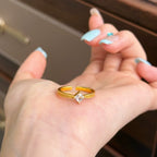 Ensemble de bagues empilables minimalistes en cristal | Anneaux en or texturé