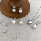 Parure de bijoux classique en perles et cristaux | Collier et boucles d'oreilles 