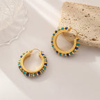 "Santorini" Beaded Gold Hoop Earrings