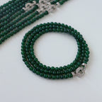 Collier élégant à double rang de perles en agate verte 