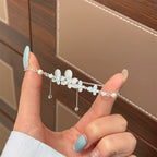 Bracelet coulissant fantaisie en émail bleu avec papillon et fleurs 