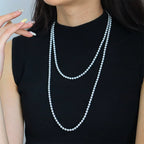 Collier long à plusieurs rangs de perles | Blanc ou gris 
