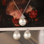 Parure de bijoux Couronne Royale en perles et cristaux | Collier et boucles d'oreilles 