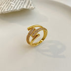 Bague ongle en cristal doré | Bijou tendance ajustable