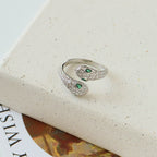 Bague serpent à double tête en argent | Bijou serpent en cristal