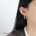 Vintage Style Beaded C-Hoop Earrings | Green, Purple & Black